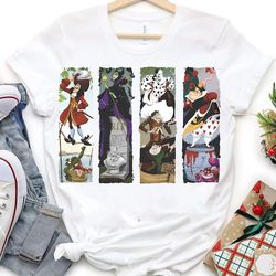 Disney Villains Haunted Mansion Shirt | Stretching Portraits T-shirt | Disney Captain Hook Cruella Maleficent Queen Of H