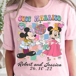 Mickey Minnie Bride & Groom Just Married Shirt | Wife Husband Honey Moon T-Shirt | Personalized Disney Couple Wedding Ma