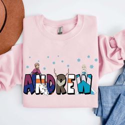 custom name disney frozen characters shirt | personalized elsa anna olaf kristoff sven t-shirt | birthday girl matching