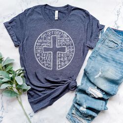 he is risen shirt, easter shirt, cross with words shirt,jesus lover shirt,christian cross shirt,bible easter tee