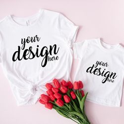 mother's day mockup bella canvas shirt mockup mama and me tshirt mock up mom daughter child baby toddler tee svg mockup