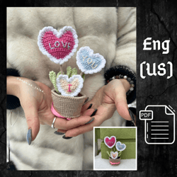 PDF Heart Plant Crochet Pattern, Amigurumi Flowers-hearts Pattern