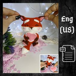 PDF Crochet Pattern Cute Fox and Heart