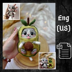 PDF Crochet Pattern Avocado Baby Cat