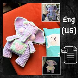 PDF Crochet Elephant the Cushion Pattern, Pillow Pattern, Plush Toy