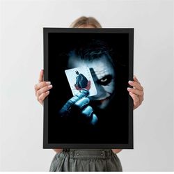 dark knight movie poster joker heath ledger, a4 a3 a2 a1, home wall decor, christmas gift