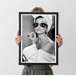 audrey hepburn lipstick pink poster, autumn home decor, a4 a3 a2 a1, wall decor, christmas gift, wall art, room decor