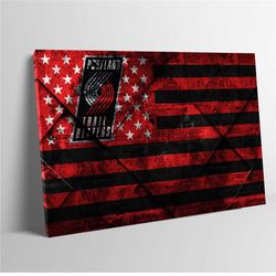 portland trail blazers, nba flag print, nba sport print, thombus grunge texture print, framed art print, wall art, home