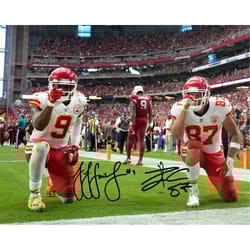 travis kelce juju smith-schuster kansas city chiefs signed photo autograph print poster wall art home decor