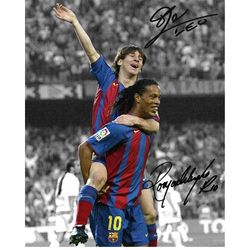 ronaldinho lionel messi soccer legends signed photo autograph print poster wall art home decor