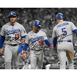 freddie freeman mookie betts max muncy la dodgers team signed photo autograph print poster wall art home decor