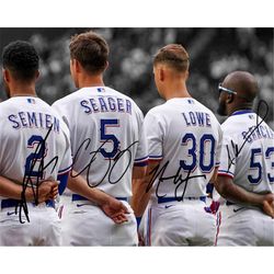 adolis garcia marcus semien nathaniel lowe corey seager texas rangers texas rangers signed photo autograph print poster