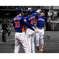 kyle tucker yordan alvarez alex bregman houston astros signed photo autograph print poster wall art home decor