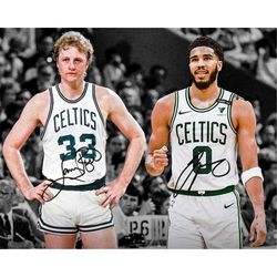 larry bird jayson tatum boston celtics signed photo autograph print poster wall art home decor