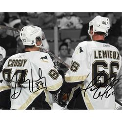 mario lemieux sidney crosby signed photo autograph print poster wall art home decor