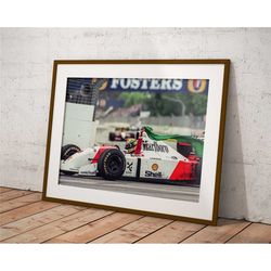 ayrton senna poster print - mclaren f1 canvas wall art - formula 1 f1 gift idea for him and her