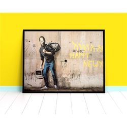 steve jobs banksy poster print, banksy street graffiti art, think different canvas wall art print
