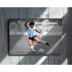 diego maradona goal poster print, argentina football star world cup canvas wall art print, soccer sports poster
