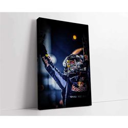sebastian vettel poster, red bull racing canvas wall art, formula 1 legend, ferrari f1 legend