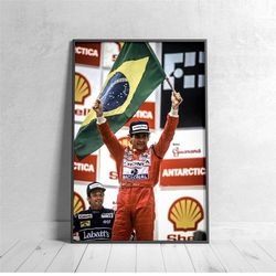 ayrton senna poster print - mclaren f1 canvas wall art - formula 1 f1 gift idea for him and her