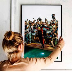 daniel ricciardo poster print - formula 1 f1 monaco gp print - red bull racing canvas wall art - gift idea for him - mot
