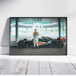 oscar piastri poster - mclaren f1 rising star print - formula 1 canvas wall art