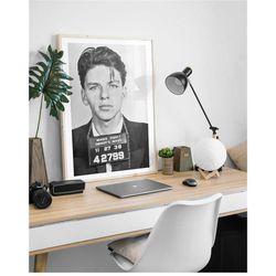 frank sinatra poster, police office mugshot canvas wall art, music icon print