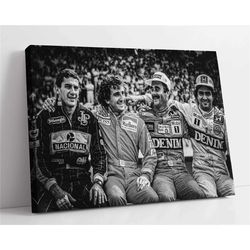 formula 1 canvas wall art - ayrton senna, alain prost, damon hill, nelson piquet - mclaren, ferrari, williams, lotus - g