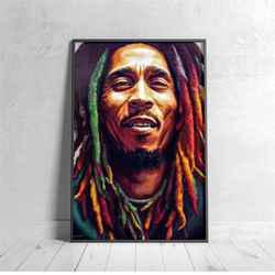 bob marley poster, reggae music vintage canvas wall art, no woman no cry print