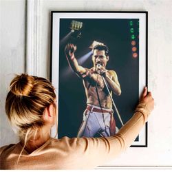 freddie mercury poster, queen band music canvas wall art print, bohemian rhapsody poster