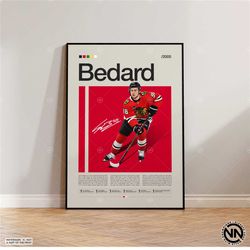 connor bedard poster, chicago blackhawks poster, nhl poster, hockey poster, sports poster, mid-century modern, sports be