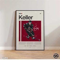 clayton keller poster, arizona coyotes poster, nhl poster, hockey poster, sports poster, mid-century modern, sports bedr
