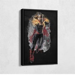 captain marvel poster marvel comics art canvas wall art print home decor framed poster gift for kids