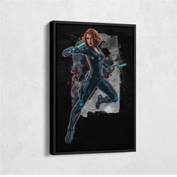 black widow poster marvel comics art canvas wall art print home decor framed poster gift for kids