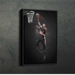 damian lillard art portland trail blazers nba wall art home decor hand made poster canvas print