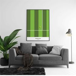 wimbledon tennis poster, tennis print, minimalist, mid-century modern, tennis fans, sports office wall art, sports bedro