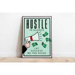 monopoly motivational poster, inspirational quote canvas, alec monopoly poster, office wall art, home decor, canvas, pri