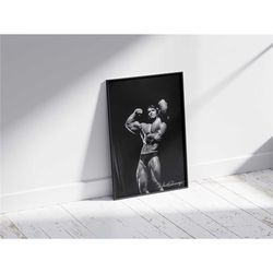 arnold schwarzenegger signed poster, bodybuilding poster, weightlifting poster, motivational poster, inspirational gym d