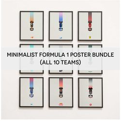 minimalist f1 poster bundle, formula 1 gift, minimalist f1 art, formula 1 poster, f1 digital print, ferrari, mercedes, m