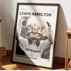 lewis hamilton poster, formula 1 poster, lewis hamilton art, minimalist poster, bedroom wall art, mercedes amg f1 wall a