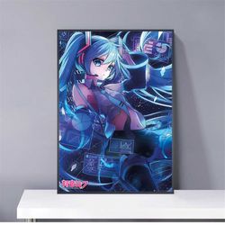hatsune miku - screen - poster plakat druck pvc package waterproof canvas wall art gift home poster, halloween gift