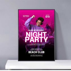 dj night party rock creative poster pvc package waterproof canvas wall art gift home poster, halloween gift