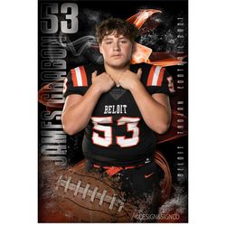 football sports template photoshop digital download 24x36 inch/2x3ft banner senior sports poster senior banner design p