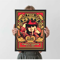 1980 tom petty and the heartbreakers vintage poster, autumn home decor, a4 a3 a2 a1, wall decor, christmas gift