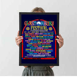 vintage music poster glastonbury 2022, autumn home decor, a4 a3 a2 a1, wall decor, christmas gift