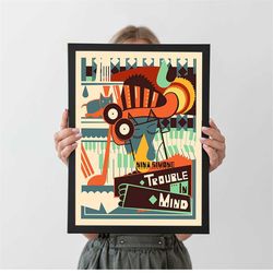 nina simone vintage music poster art - trouble in mind music vintage posters, autumn home decor, a4 a3 a2 a1, wall decor