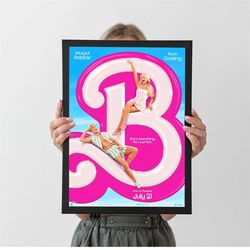 barbie 2023 movie poster margot robbie, movie prints, movie poster, movie wall art, home decor