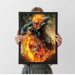 ghost rider fire motorcycle johnny blaze poster, a4 a3 a2 a1, home wall decor, christmas gift