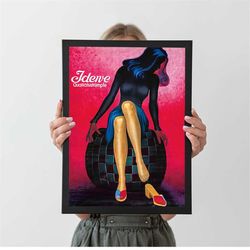 girl painting vintage poster, autumn home decor, a4 a3 a2 a1, wall decor, christmas gift