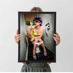 girl on the toilet poster, autumn home decor, a4 a3 a2 a1, wall decor, christmas gift